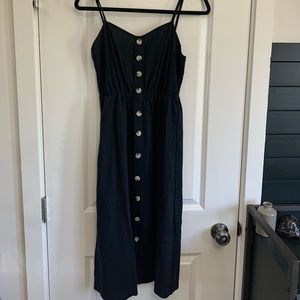 Black Size M Cotton Button Detail Dress NWT